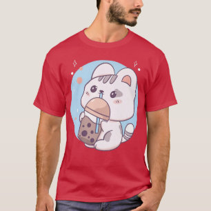 Camiseta Cat Boba Tea Bubble Tea Anime Kawaii Neko Japonês