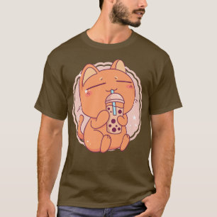 Camiseta Cat Boba Tea Bubble Tea Anime Kawaii Neko Japonês