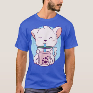 Camiseta Cat Boba Tea Bubble Tea Anime Kawaii Neko Japonês