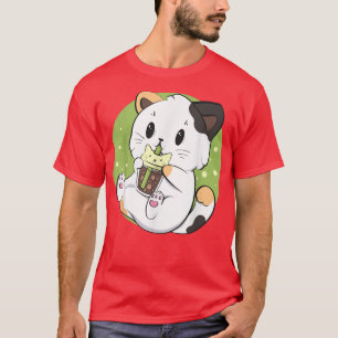 Camiseta Cat Boba Tea Bubble Tea Anime Kawaii Neko Japonês