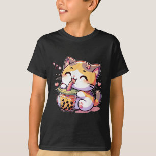 Camiseta Cat Boba Tea Bubble Tea Anime Kawaii Neko Kids Tea