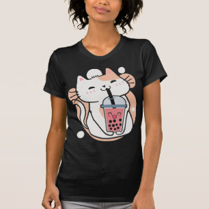 Camiseta Cat Boba Tea Bubble Tea Anime Kawaii Neko Milktea