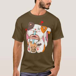 Camiseta Cat Boba Tea Bubble Tea Anime Kawaii Neko Milktea 