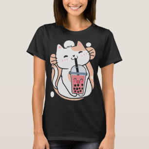 Camiseta Cat Boba Tea Bubble Tea Anime Kawaii Neko Milktea