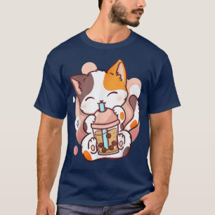 Camiseta Cat Boba Tea Bubble Tea Anime Kawaii Neko Para Gar