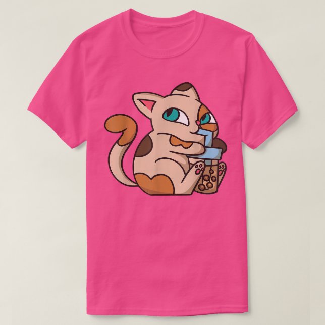 Camiseta Cat Boba Tea Bubble Tea Anime Kawaii Neko para Gar (Frente do Design)