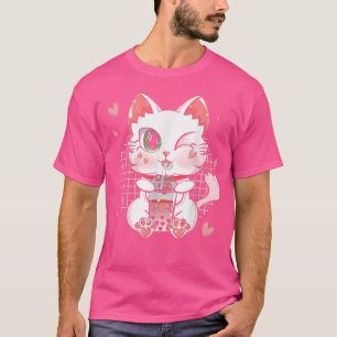 Camiseta Cat Boba Tea Bubble Tea Cat Kawaii Anime Neko Girl
