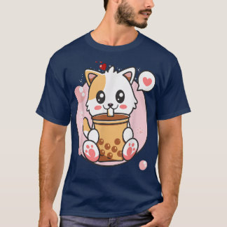 Camiseta Cat Boba Tea Bubble Tea Kawaii Anime Japonesa