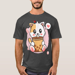Camiseta Cat Boba Tea Bubble Tea Kawaii Anime Japonesa