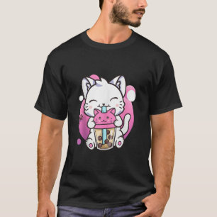 Camiseta Cat Boba Tea Kawaii Anime Kitten Oferece Presentes