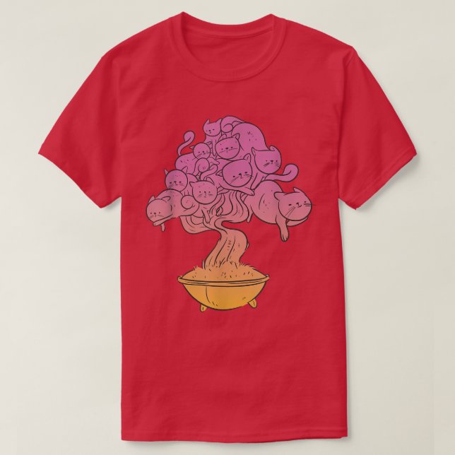 Camiseta Cat Bonsai Tree Gatinho Cinto Amor Animais De Comp (Frente do Design)