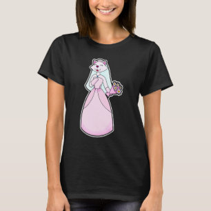 Camiseta Cat Bride Bunch de flores Casamento