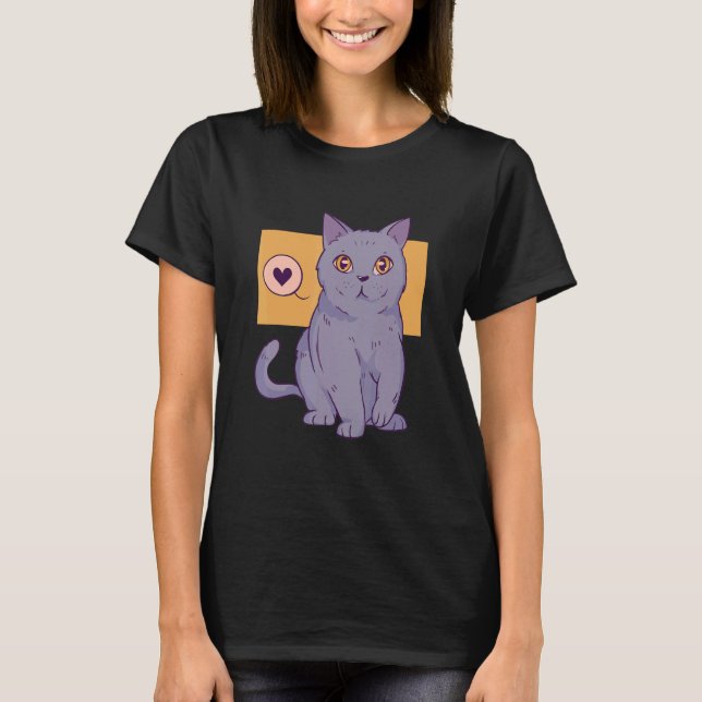 Camiseta Cat British Shorthair Pet Meow Love Heart (Frente)