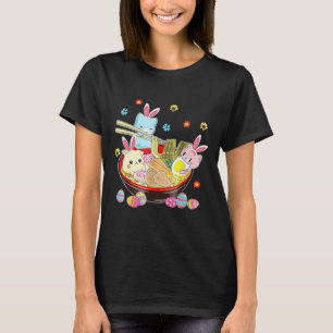 Camiseta Cat Bunny Ears Ramen Kawaii Páscoa Dia Animado
