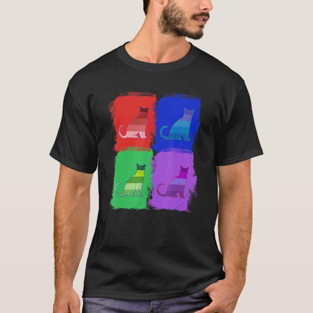 Camiseta Cat Cats Cat Pop Art (Frente)
