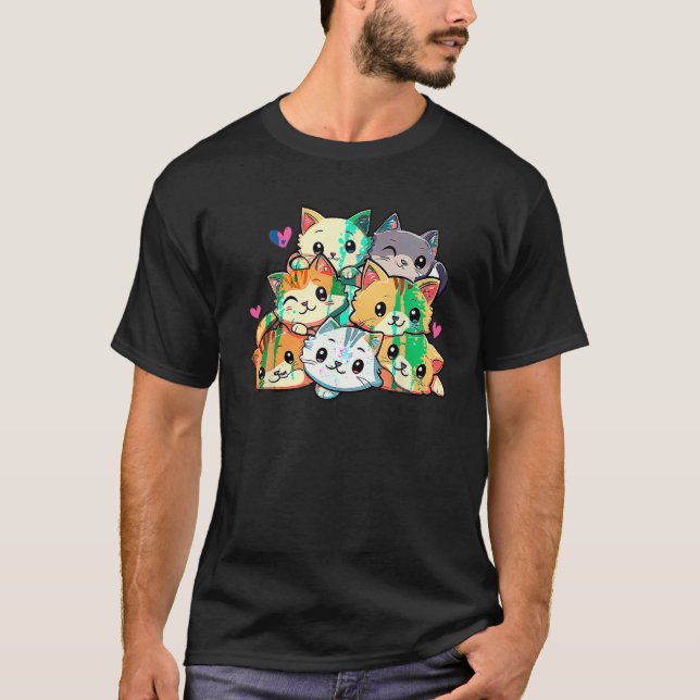 Camiseta Cat Cats Meowtain Gata Gatinho Bestial Anime Kawai (Frente)