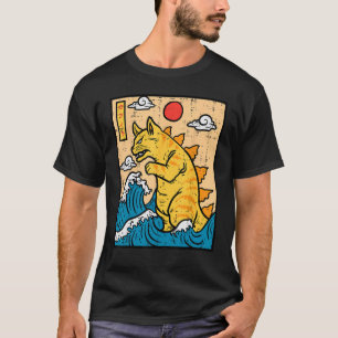 Camiseta Cat Catzilla Funny Japonês Wave Art Men Women Kid