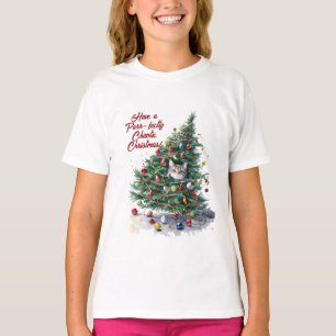 Camiseta Cat Chaos Árvore de Natal Design Watercolor