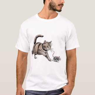 Camiseta Cat Chasing Mouse Funny Animal Hunt T-Shirt