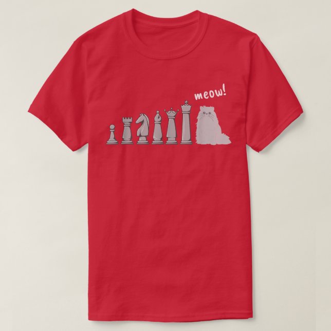 Camiseta Cat Chess Pawn Meow Funny Chess Player  (Frente do Design)