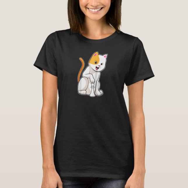 Camiseta Cat Chess Piece Queen Raglan (Frente)
