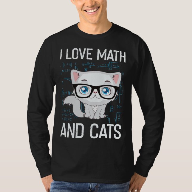 Camiseta Cat Christian Gif I Love Math And Cats (Frente)