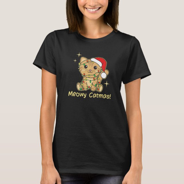Camiseta Cat Christmas Animals Cute Cats Meowy Catmas   (Frente)