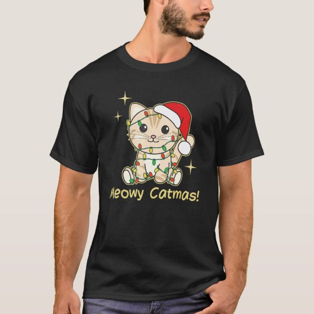 Camiseta Cat Christmas Animals Cute Cats Meowy Catmas 1 (Frente)