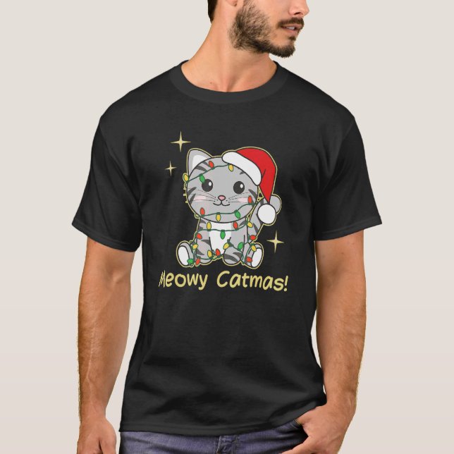 Camiseta Cat Christmas Animals Cute Cats Meowy Catmas 12 (Frente)