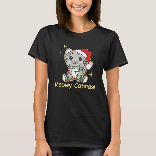 Camiseta Cat Christmas Animals Cute Cats Meowy Catmas 12 (Frente)