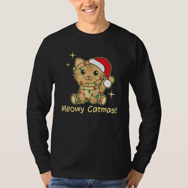 Camiseta Cat Christmas Animals Cute Cats Meowy Catmas 2 (Frente)
