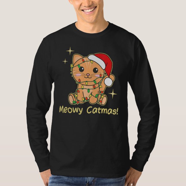 Camiseta Cat Christmas Animals Cute Cats Meowy Catmas 4 (Frente)