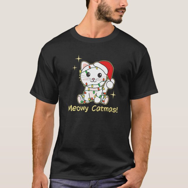 Camiseta Cat Christmas Animals Cute Cats Meowy Catmas  4 (Frente)