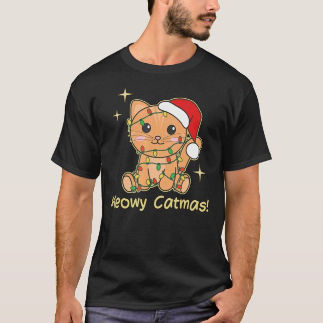 Camiseta Cat Christmas Animals Cute Cats Meowy Catmas 4 (Frente)