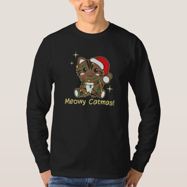 Camiseta Cat Christmas Animals Cute Cats Meowy Catmas  6 (Frente)
