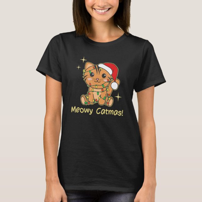 Camiseta Cat Christmas Animals Cute Cats Meowy Catmas 6 (Frente)