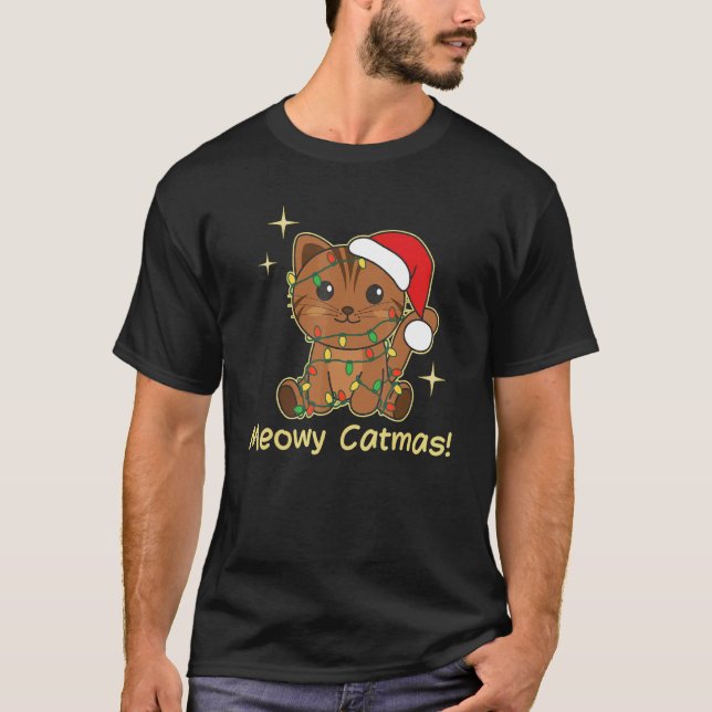 Camiseta Cat Christmas Animals Cute Cats Meowy Catmas 7 (Frente)
