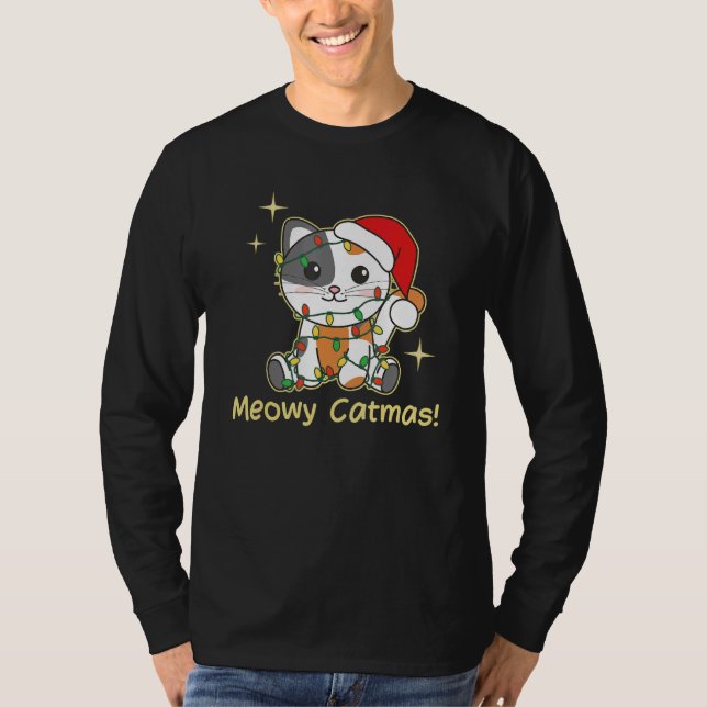 Camiseta Cat Christmas Animals Cute Cats Meowy Catmas 9 (Frente)