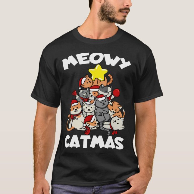 Camiseta Cat Christmas Cat Tree Meowy Catmas (Frente)