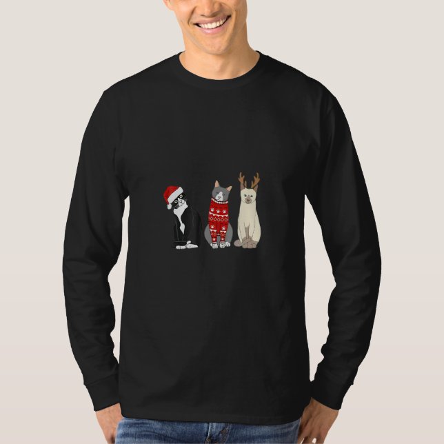 Camiseta Cat Christmas  Meowy Merry Catmas Cat (Frente)