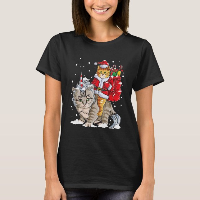 Camiseta Cat Christmas Santa Caticorn Meowy Xmas (Frente)