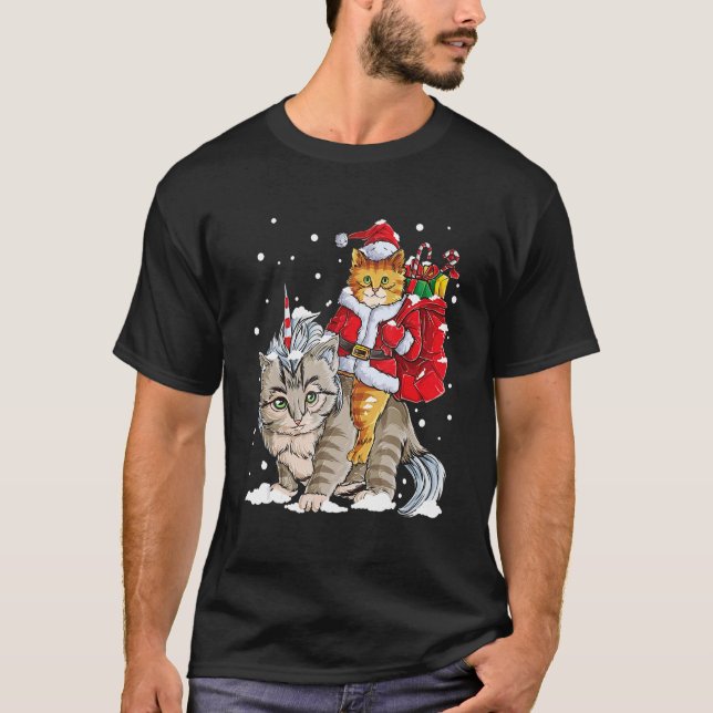 Camiseta Cat Christmas Santa Caticorn Meowy Xmas (Frente)