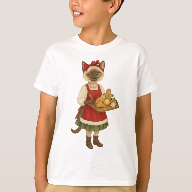 Camiseta Cat Christmas temático no Compro Bakery (Frente)