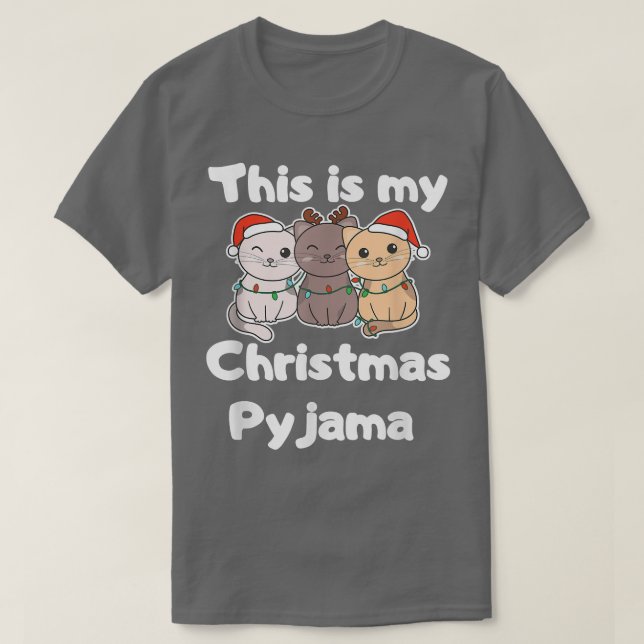 Camiseta Cat Christmas This Is My Christmas Pyjamas  (Frente do Design)