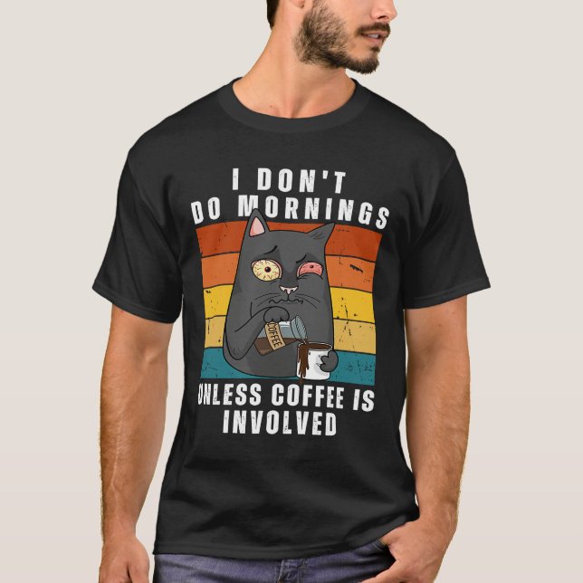 Camiseta Cat & Coffee Morning Mood for work and office (Frente)