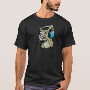 Camiseta Cat com Fones de ouvido Cat & Music Audiophile 4