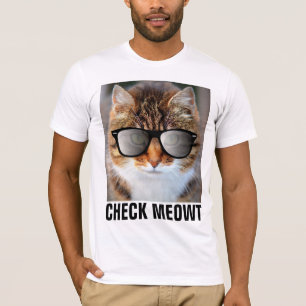 Camiseta CAT com óculos de sol, verificar T-Shirts MEOWT
