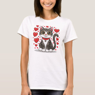 Camiseta Cat com símbolos de amor Clipart-85245