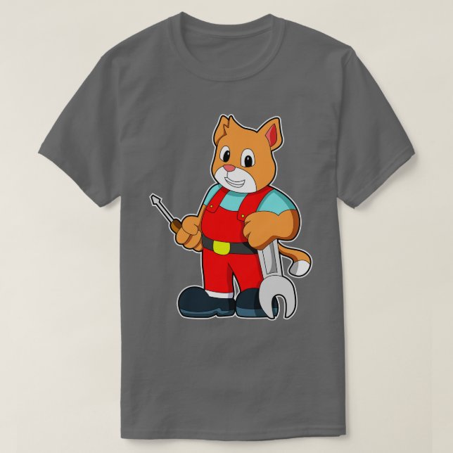 Camiseta Cat como engenheiro de Mecatrônica com Ferramenta (Frente do Design)