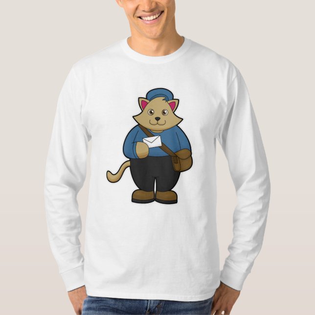 Camiseta Cat como Postman com Envelope & Bag (Frente)